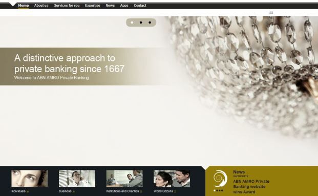 Screenshot der Sieger-Website ABN Amro Private Banking
