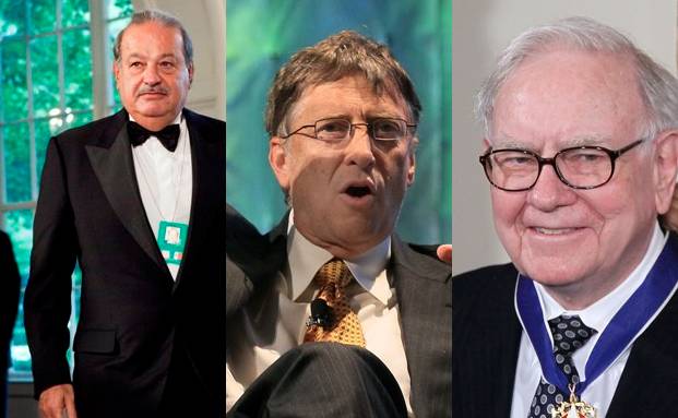 Von links: Carlos Slim, Bill Gates, Warren Buffett <br>(Fotos: Getty)