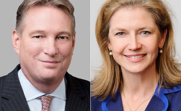 Paul Smith (li.), Pr&auml;sident und Gesch&auml;ftsf&uuml;hrer des CFA Institute und Susan Spinner, Gesch&auml;ftsf&uuml;hrerin der CFA Society Germany