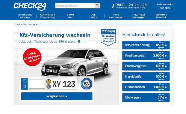 Das Angebot von Vergleichsportalen wie Check24 hat Ökotest nun untersucht. Bild: Screenshot check24.de