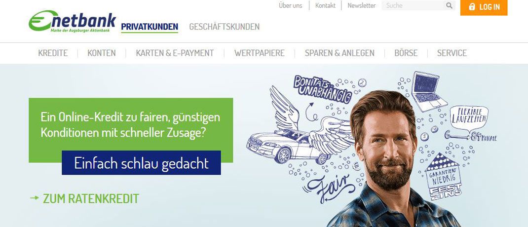 Screenshot der Netbank-Website: Kai Wulff soll in seiner neuen Funktion den Markenauftritt der Augsburger-Aktienbank-Tochter &uuml;berarbeiten.